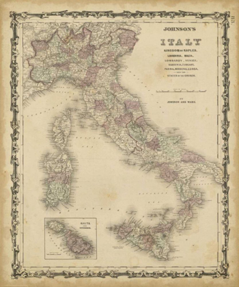 Picture of JOHNSONS MAP OF ITALY
