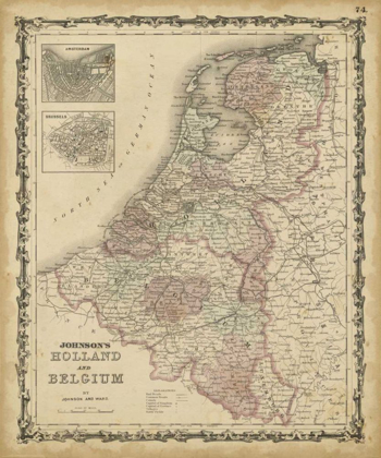 Picture of JOHNSONS MAP OF HOLLAND AND BELGIUM