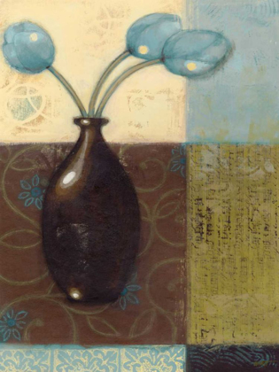 Picture of EBONY VASE WITH BLUE TULIPS II