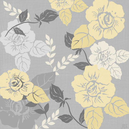 Picture of YELLOW ROSES ON GREY II