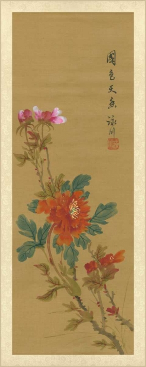 Picture of ORIENTAL FLORAL SCROLL I