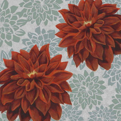 Picture of WOODBLOCK DAHLIAS I