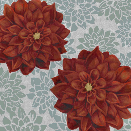 Picture of WOODBLOCK DAHLIAS II