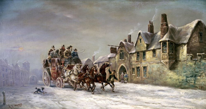 Picture of SALISBURY IN WINTER: COACH ARRIVES AT THE STAR INN