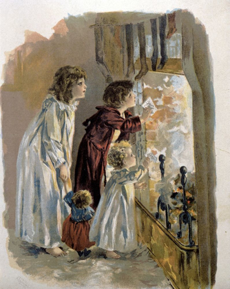 Picture of THREE CHILDREN BY FIREPLACE