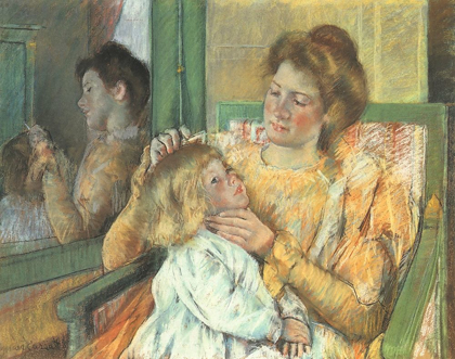 Picture of MOTHER COMBING HER CHILDS HAIR 1898