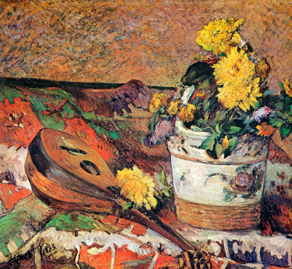 Picture of MANDOLIN AND POT OF FLOWERS