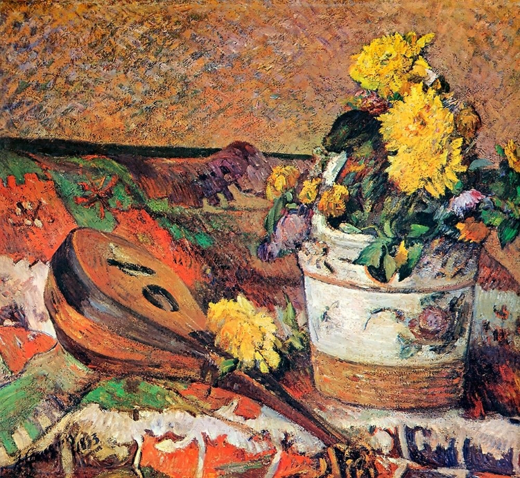 Picture of MANDOLIN AND POT OF FLOWERS