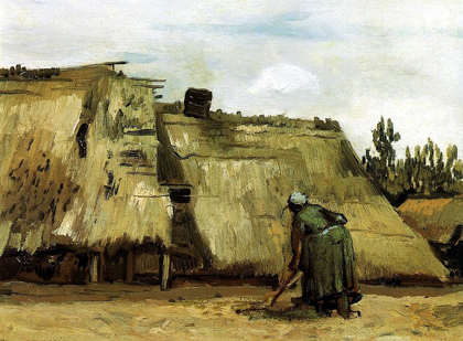 Picture of COTTAGE WITH WOMAN DIGGING