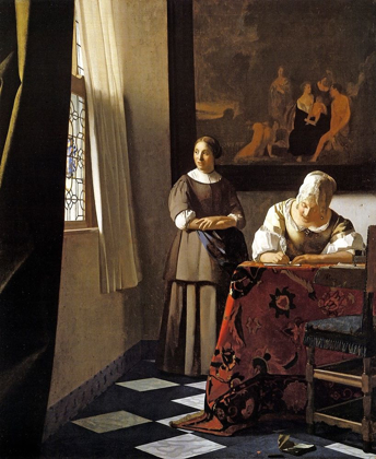 Picture of LADY WRITING A LETTER WITH HER MAID