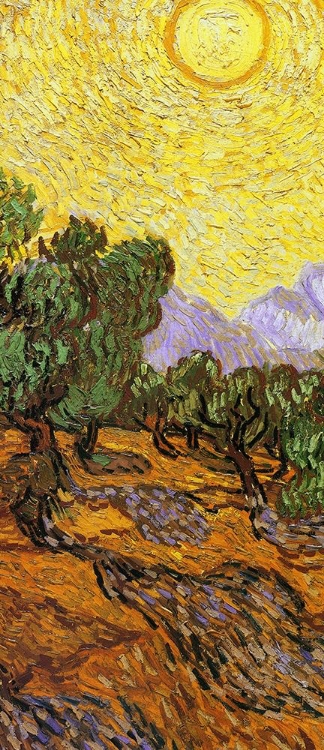 Picture of OLIVE TREES WITH YELLOW SKY AND SUN (CENTER)