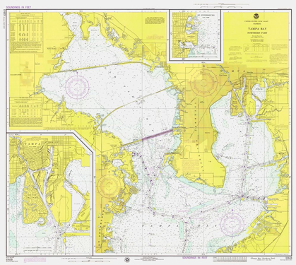 Picture of NAUTICAL CHART - TAMPA BAY - NORTHERN PART CA. 1975