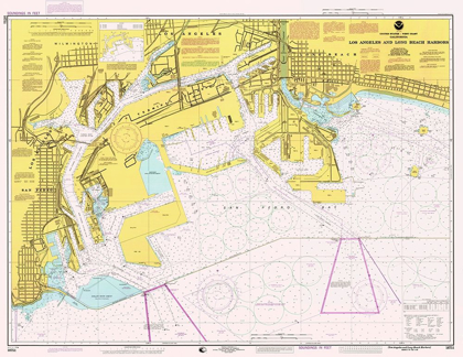 Picture of NAUTICAL CHART - LOS ANGELES AND LONG BEACH HARBORS CA. 1998