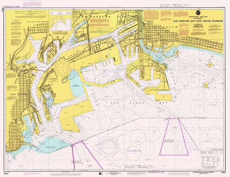 Picture of NAUTICAL CHART - LOS ANGELES AND LONG BEACH HARBORS CA. 1998