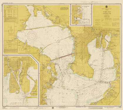 Picture of NAUTICAL CHART - TAMPA BAY - NORTHERN PART CA. 1975 - SEPIA TINTED