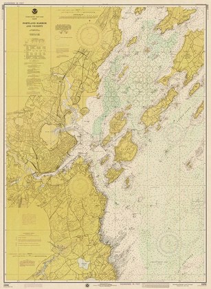 Picture of NAUTICAL CHART - PORTLAND HARBOR AND VICINITY CA. 1974 - SEPIA TINTED