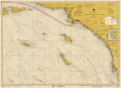 Picture of NAUTICAL CHART - SAN DIEGO TO SANTA ROSA ISLAND CA. 1975 - SEPIA TINTED