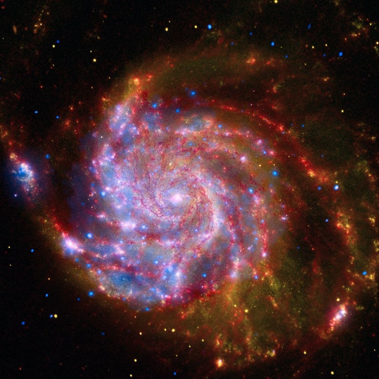 Picture of SPITZER-HUBBLE-CHANDRA COMPOSITE OF M101