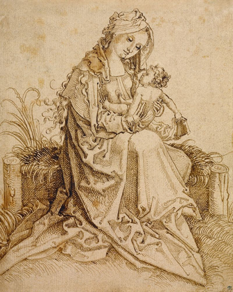 Picture of THE VIRGIN AND CHILD ON A GRASSY BENCH