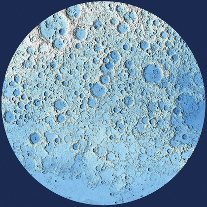 Picture of UNMARKED DECORATIVE TOPOGRAPHIC MAP OF THE MOON, NORTH POLE