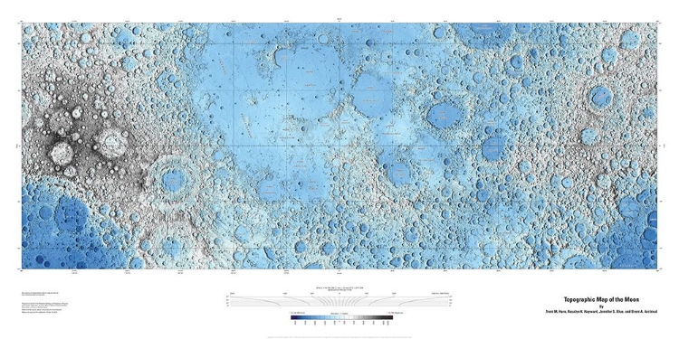Picture of DECORATIVE TOPOGRAPHIC MAP OF THE MOON, PROJECTION