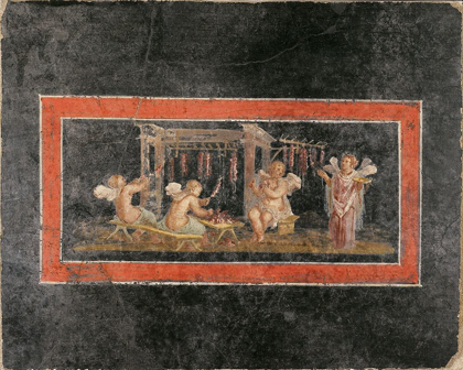 Picture of FRESCO FRAGMENT WITH FOUR CUPIDS HANGING GARLANDS