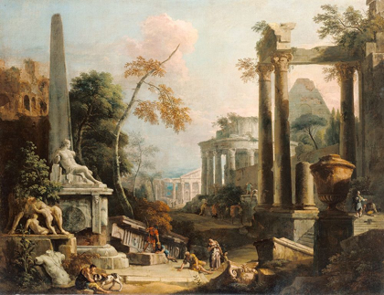Picture of LANDSCAPE WITH CLASSICAL RUINS AND FIGURES