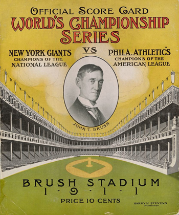 Picture of OFFICAL SCORE CARD WORLDS CHAMPIONSHIP SERIES - NEW YORK GIANTS VS PHILADELPHIA ATHLETICS, 1880