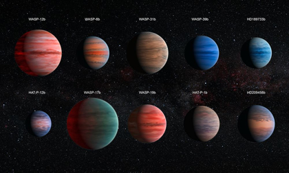 Picture of ARTIST IMPRESSION OF HOT JUPITER EXOPLANETS - ANNOTATED