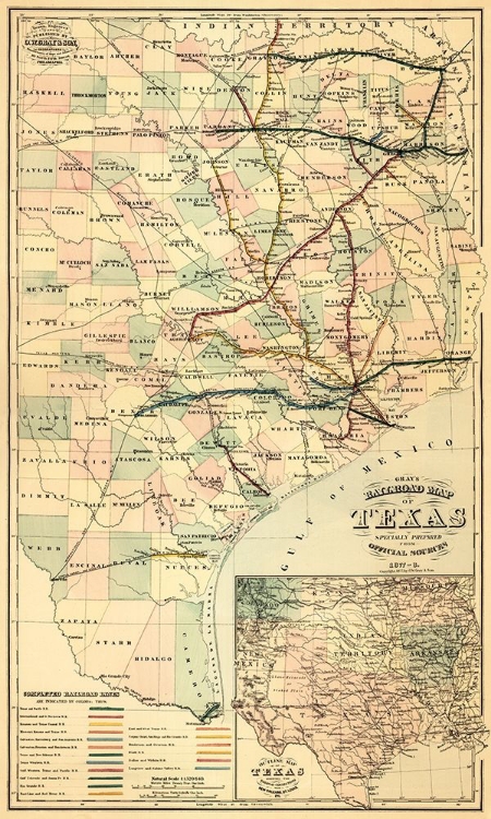 Picture of GRAYS RAILROAD MAP OF TEXAS.
