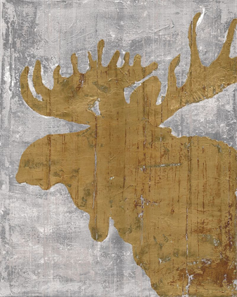 Picture of RUSTIC LODGE ANIMALS MOOSE ON GREY