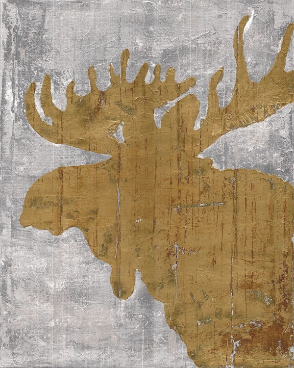 Picture of RUSTIC LODGE ANIMALS MOOSE ON GREY