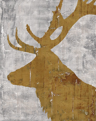 Picture of RUSTIC LODGE ANIMALS DEER ON GREY