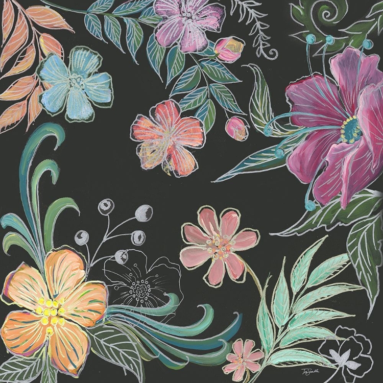 Picture of BOHO FLORALS ON BLACK II