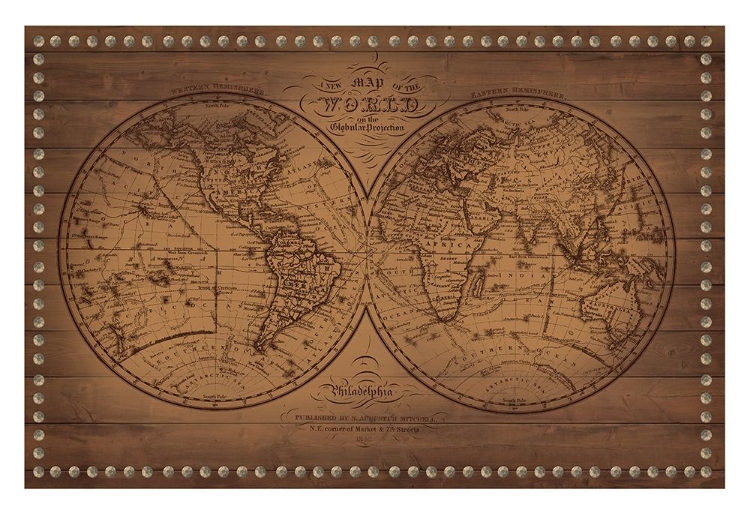 Picture of VINTAGE WOOD WORLD MAPS 2
