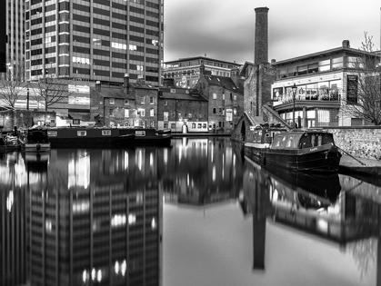 Picture of NARROW CANAL WITH SMALL BOATS IN BIRMINGHAM, UK