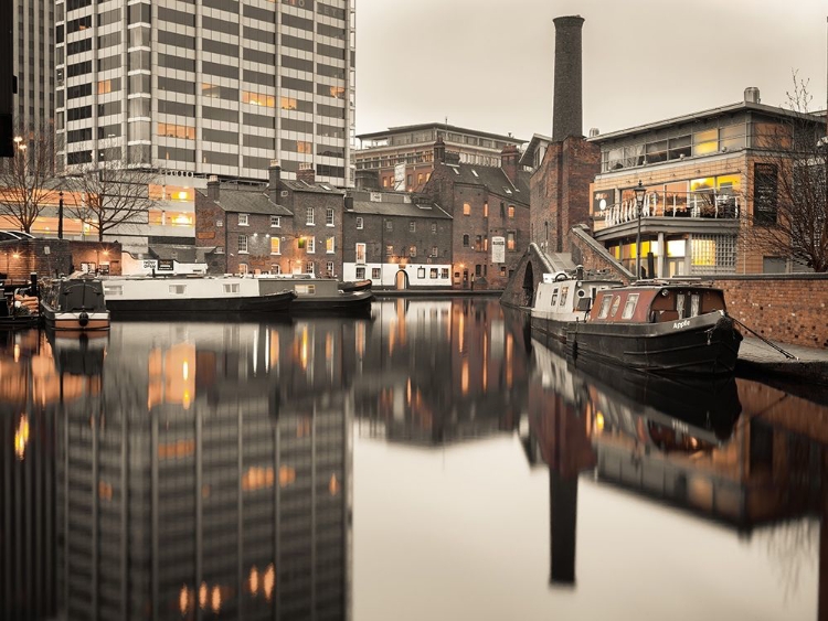 Picture of NARROW CANAL WITH SMALL BOATS IN BIRMINGHAM, UK