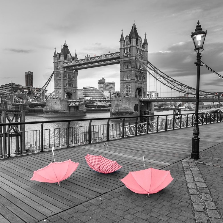 Picture of PINK UMBRELLAS, TOWER BRIDGE, LONDON