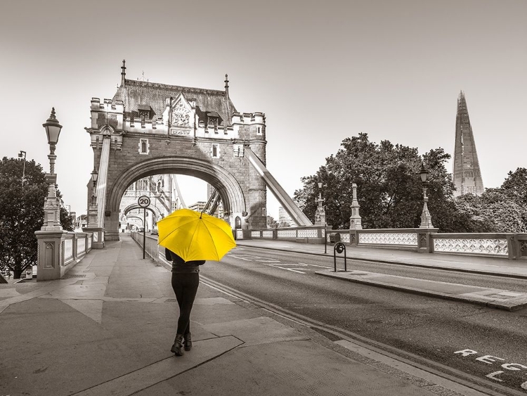 Picture of LADY WITH A YELLOW UMBRELLA, TOWER BRIDGE, LONDON