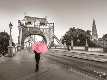 Picture of LADY WITH A PINK UMBRELLA, TOWER BRIDGE, LONDON