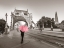 Picture of LADY WITH A PINK UMBRELLA, TOWER BRIDGE, LONDON