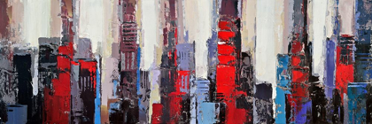 Picture of ABSTRACT RED AND BLUE BUILDINGS
