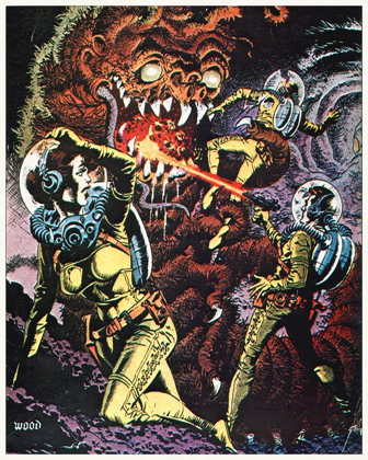 Picture of SPACE EXPLORERS BATTLE A BEAST - PREPRODUCTION ART BY WOOD, UNKNOWN FILM