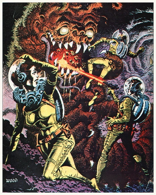 Picture of SPACE EXPLORERS BATTLE A BEAST - PREPRODUCTION ART BY WOOD, UNKNOWN FILM