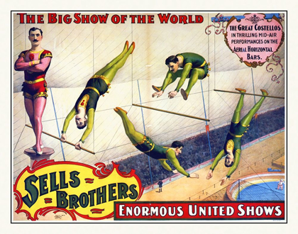 Picture of SELLS BROTHERS ENORMOUS UNITED SHOWS - THE GREAT COSTELLOS - ON THE AERIAL HORIZONTAL BARS