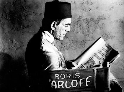 Picture of BORIS KARLOFF - READING A SCRIPT