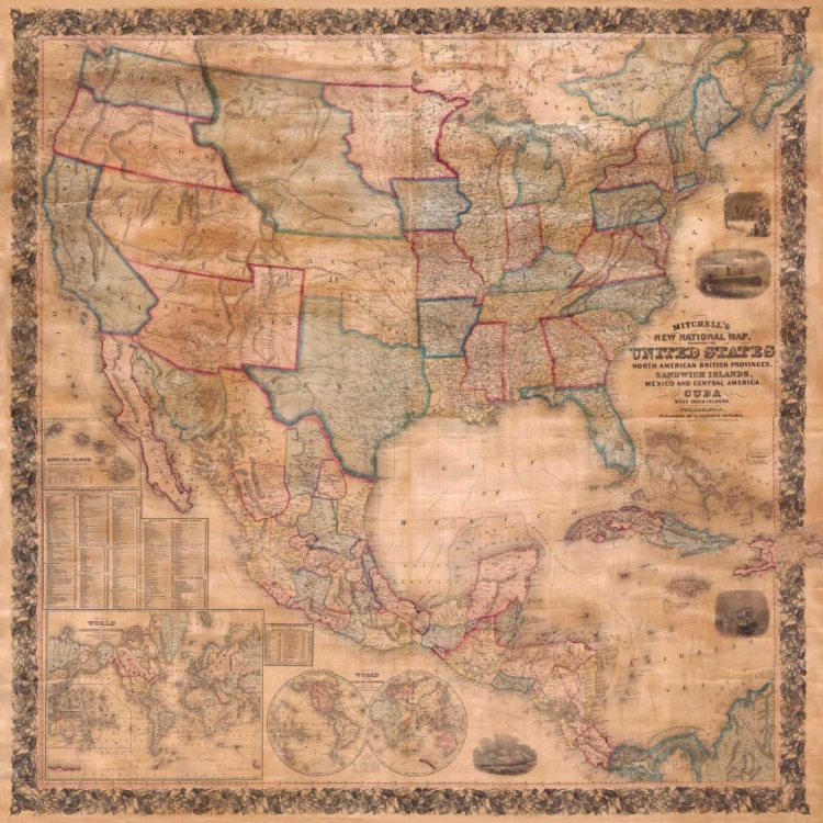 Picture of MAP OF THE UNITED STATES AND NORTH AMERICA, 1856