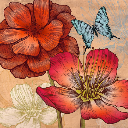 Picture of FLOWERS AND BUTTERFLIES (DETAIL)