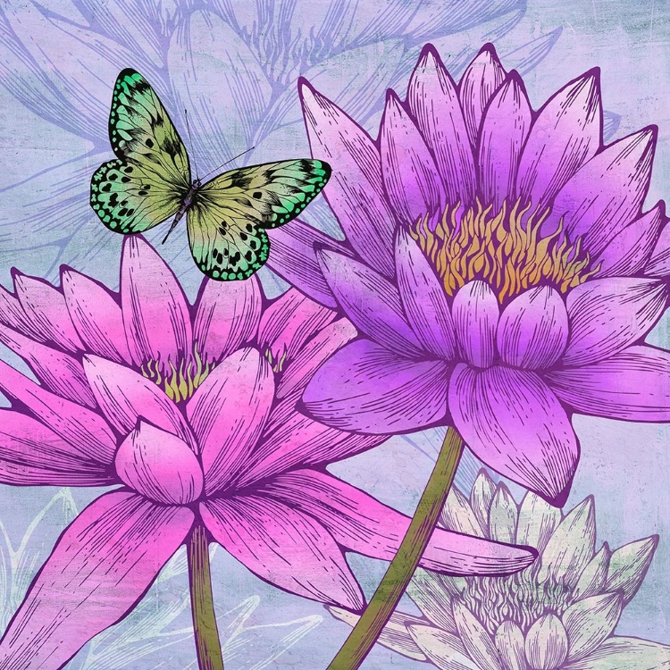 Picture of NYMPHEAS AND BUTTERFLIES (DETAIL)