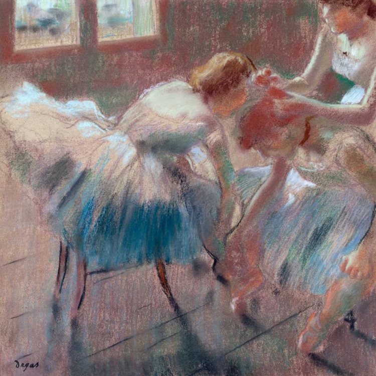 Picture of THREE DANCERS PREPARING FOR CLASS